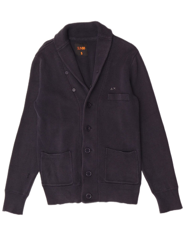 Sun68 Mens Cardigan Sweater Small Navy Blue Cotton