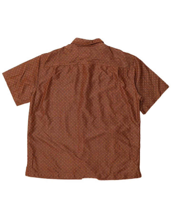 DOCKERS Mens Short Sleeve Shirt XL Brown Geometric Rayon