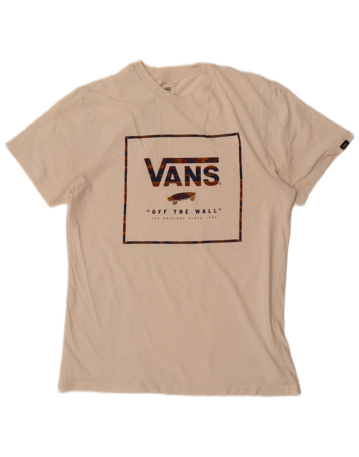 Vans Mens Custom Fit Graphic T-Shirt Top Medium White Cotton
