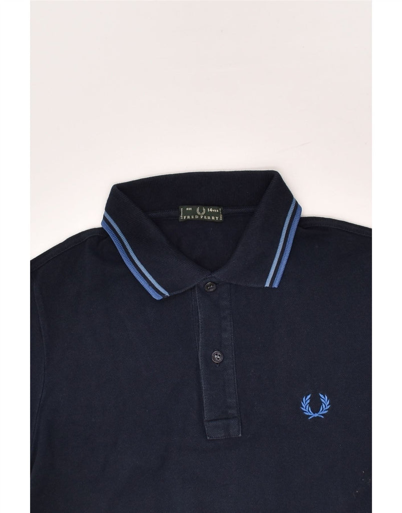 FRED PERRY Boys Polo Shirt 13-14 Years Navy Blue Cotton | Vintage Fred Perry | Thrift | Second-Hand Fred Perry | Used Clothing | Messina Hembry 