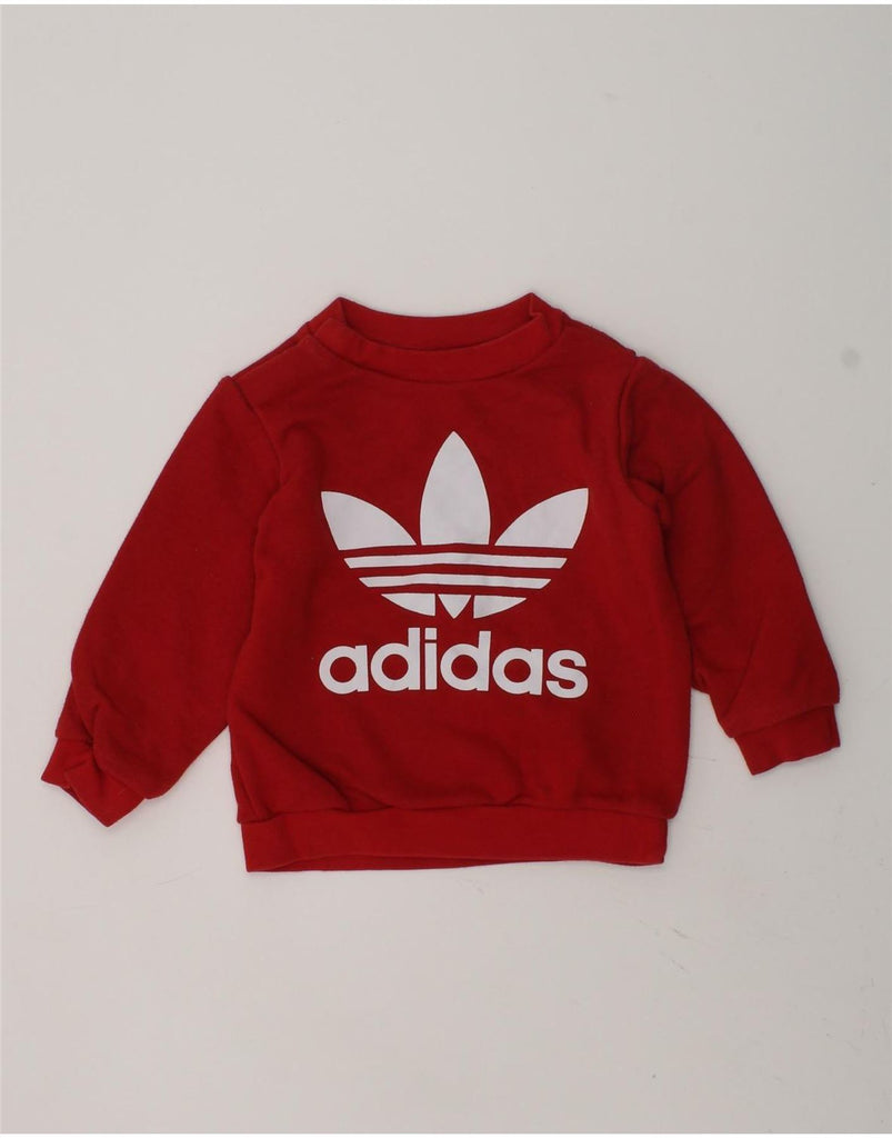 ADIDAS Baby Boys Graphic Sweatshirt Jumper 6-9 Months Red Cotton | Vintage Adidas | Thrift | Second-Hand Adidas | Used Clothing | Messina Hembry 