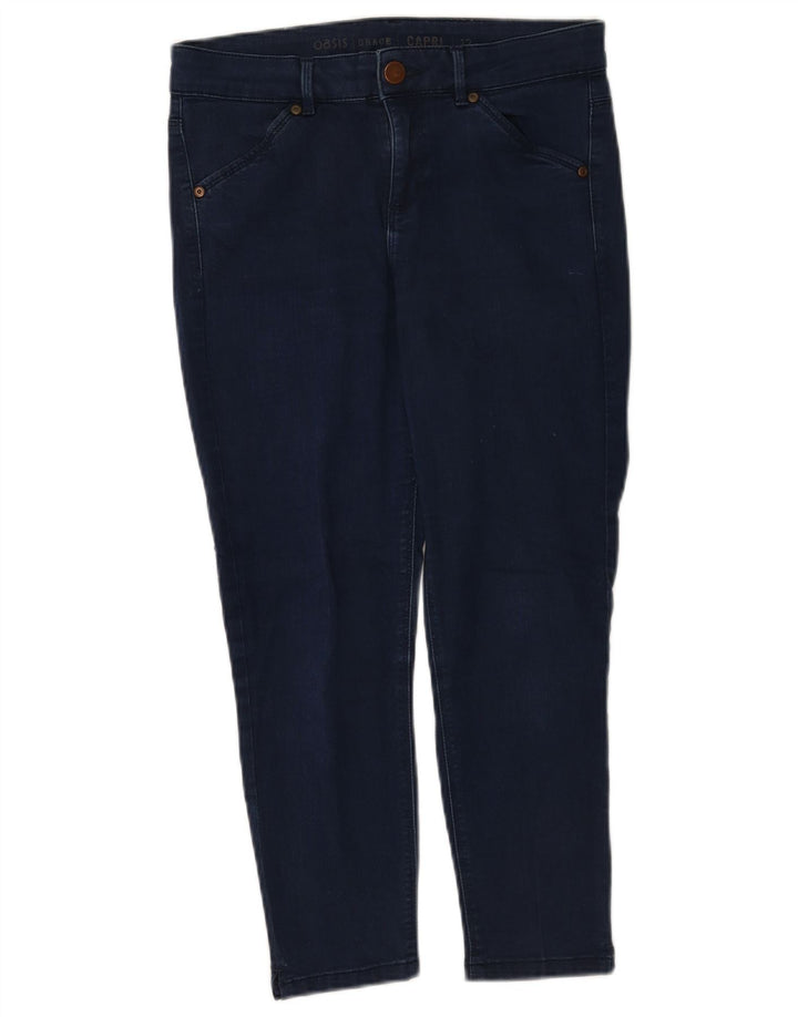 Oasis Womens Capri Jeans UK 12 Medium W28 L22 Navy Blue Cotton
