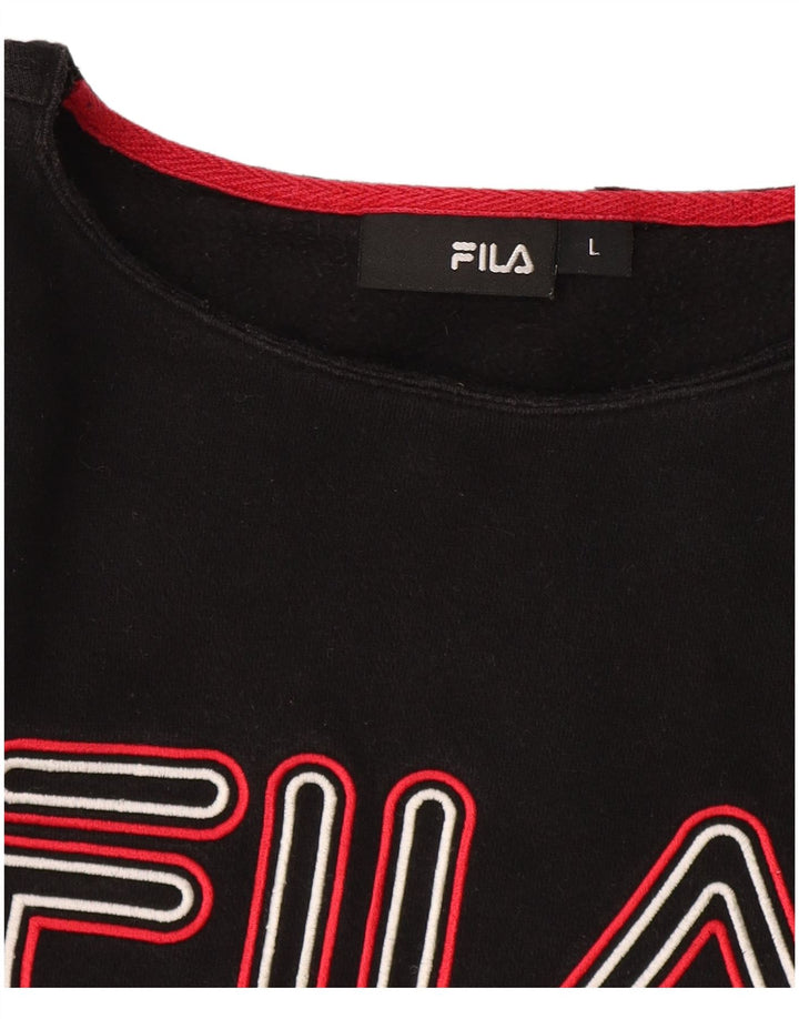 Fila Womens Crop Graphic Sweatshirt Jumper UK 16 Large Black