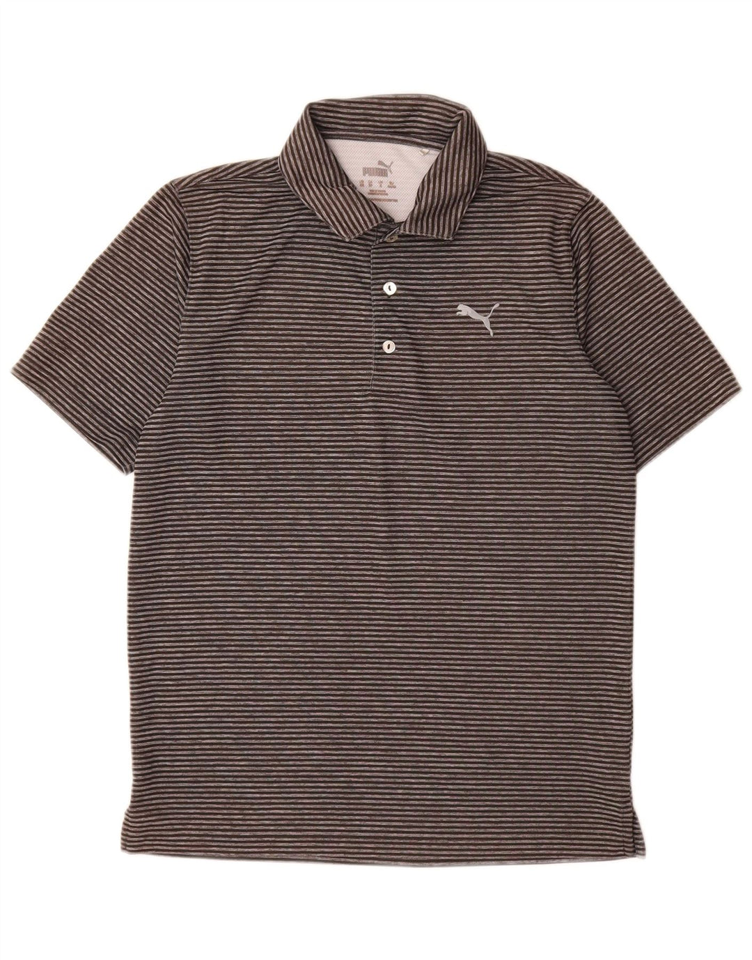 Puma Mens Polo Shirt Small Grey Pinstripe Polyester
