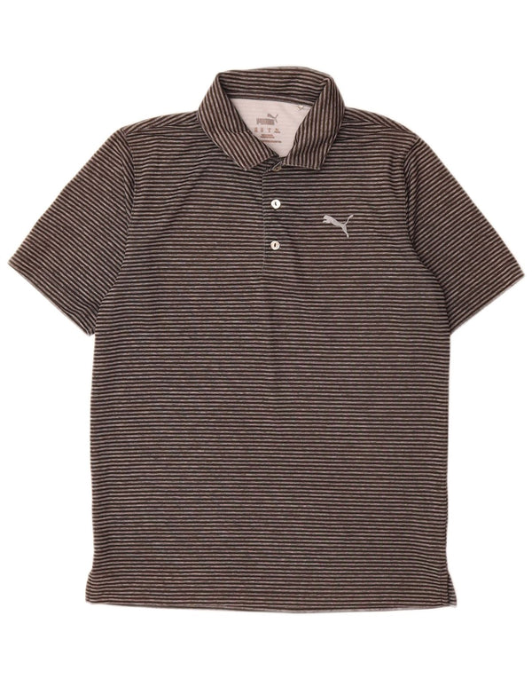 Puma Mens Polo Shirt Small Grey Pinstripe Polyester