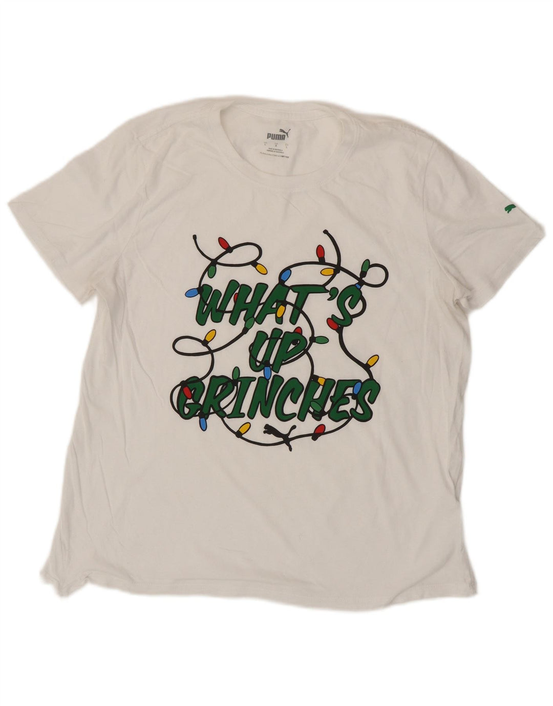 Puma Womens Graphic T-Shirt Top UK 16 Large White Cotton