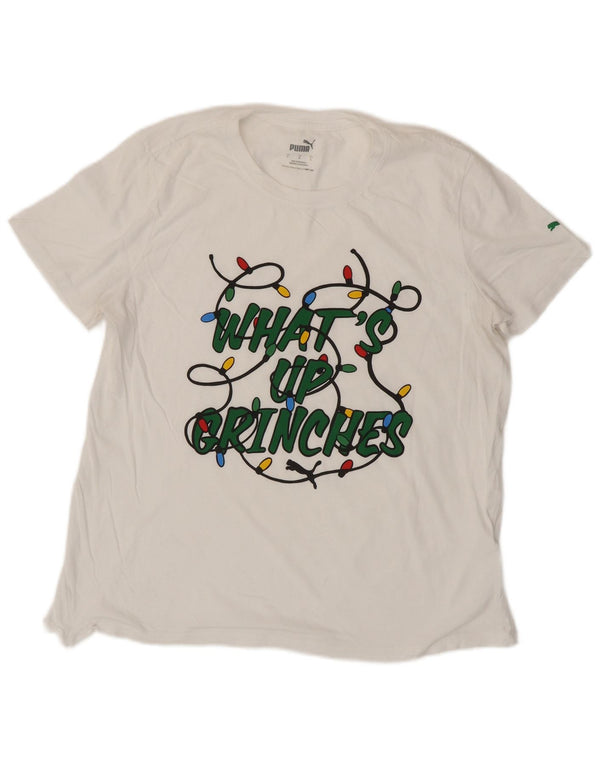 Puma Womens Graphic T-Shirt Top UK 16 Large White Cotton