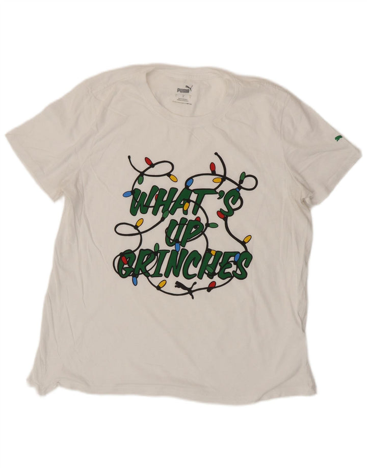 Puma Womens Graphic T-Shirt Top UK 16 Large White Cotton