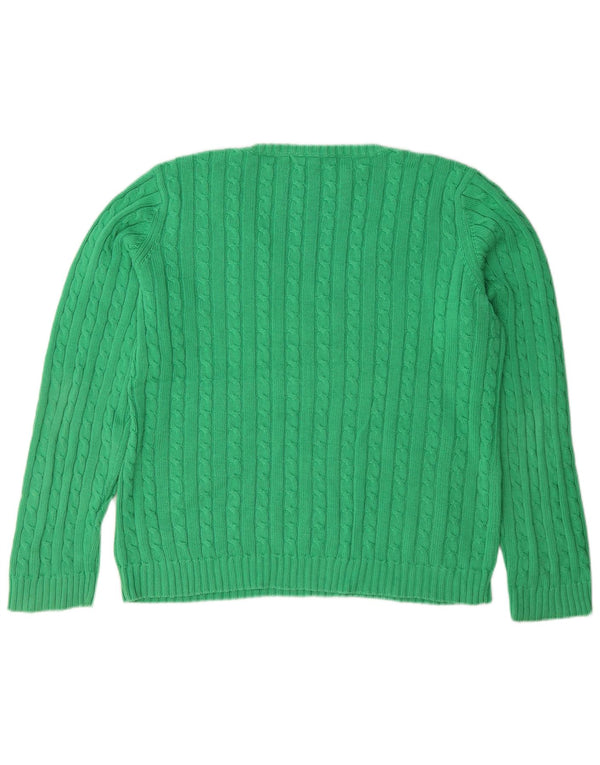Ralph Lauren Womens V-Neck Jumper Sweater UK 16 Large Green Cotton