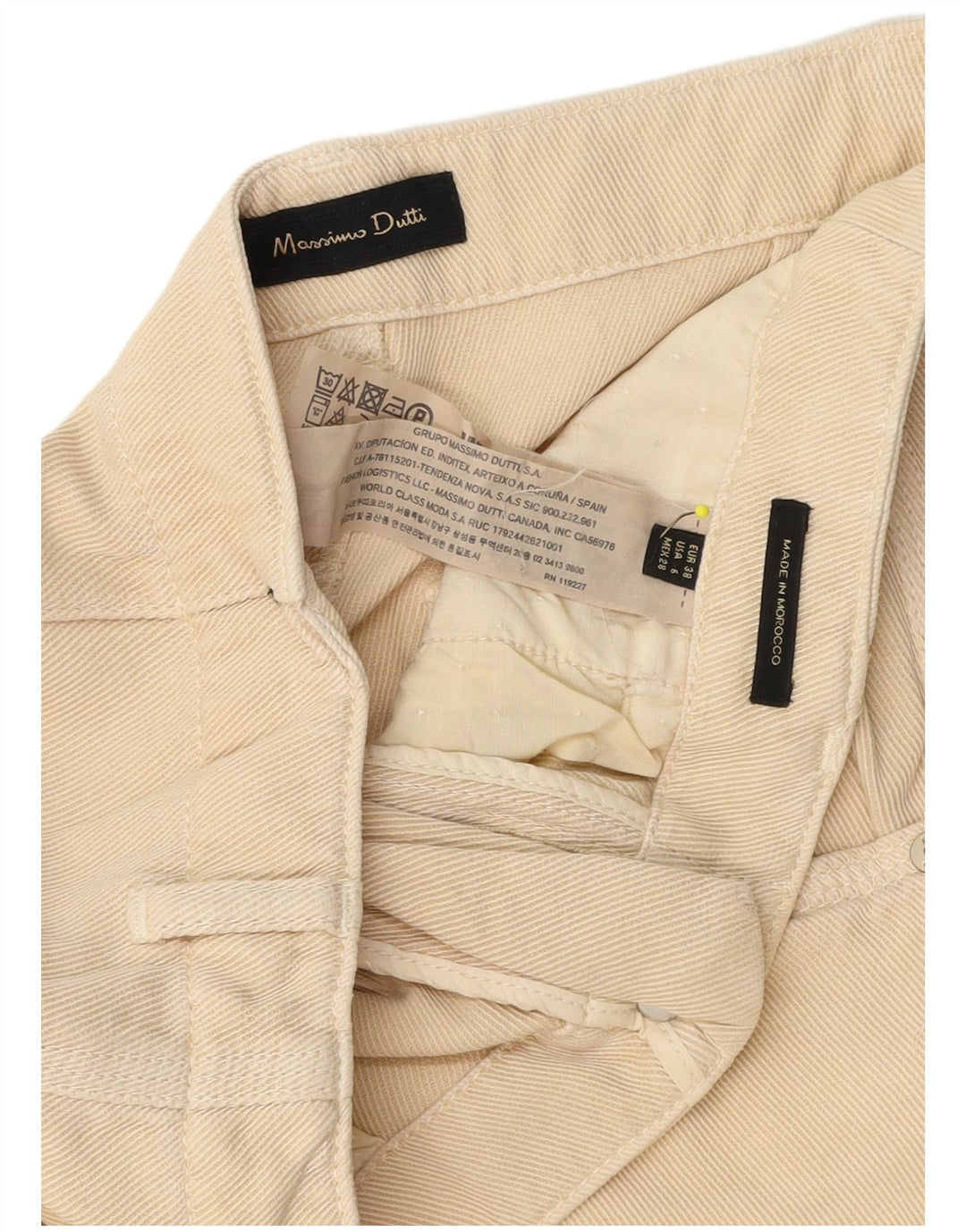 Massimo Dutti Womens Cropped Trousers EU 38 Small W28 L24 Beige Lyocell