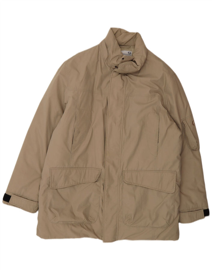 Sergio Tacchini Mens Windbreaker Coat UK 40 Large Beige Polyester