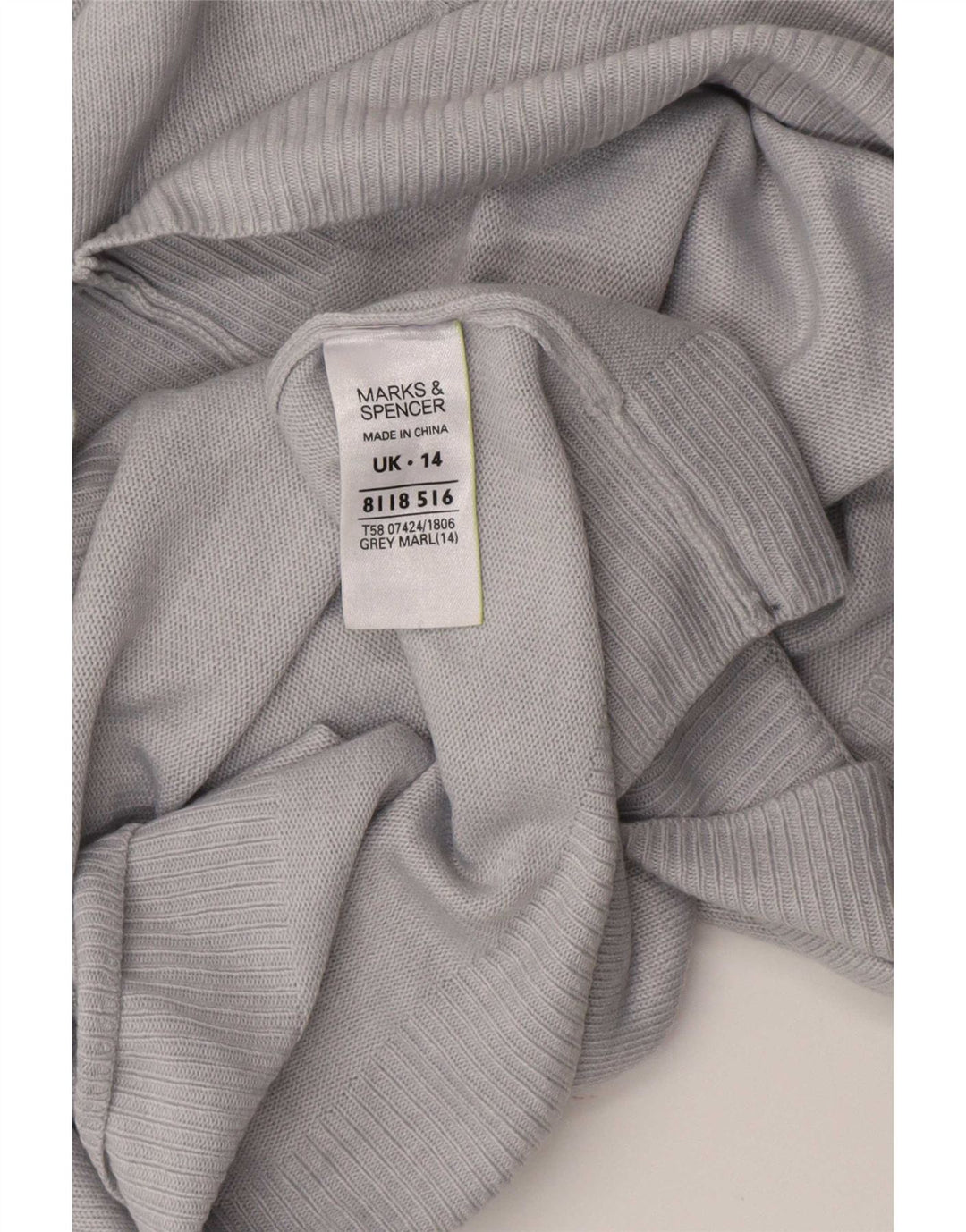 Marks & Spencer Womens Boat Neck Jumper Sweater UK 14 Large Grey