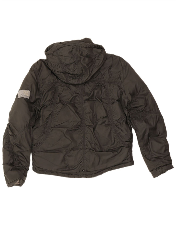 Vintage Womens Hooded Padded Jacket UK 16 Large Black Polyester
