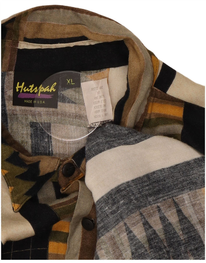 Hutspah Mens Shirt XL Multicoloured Geometric Rayon