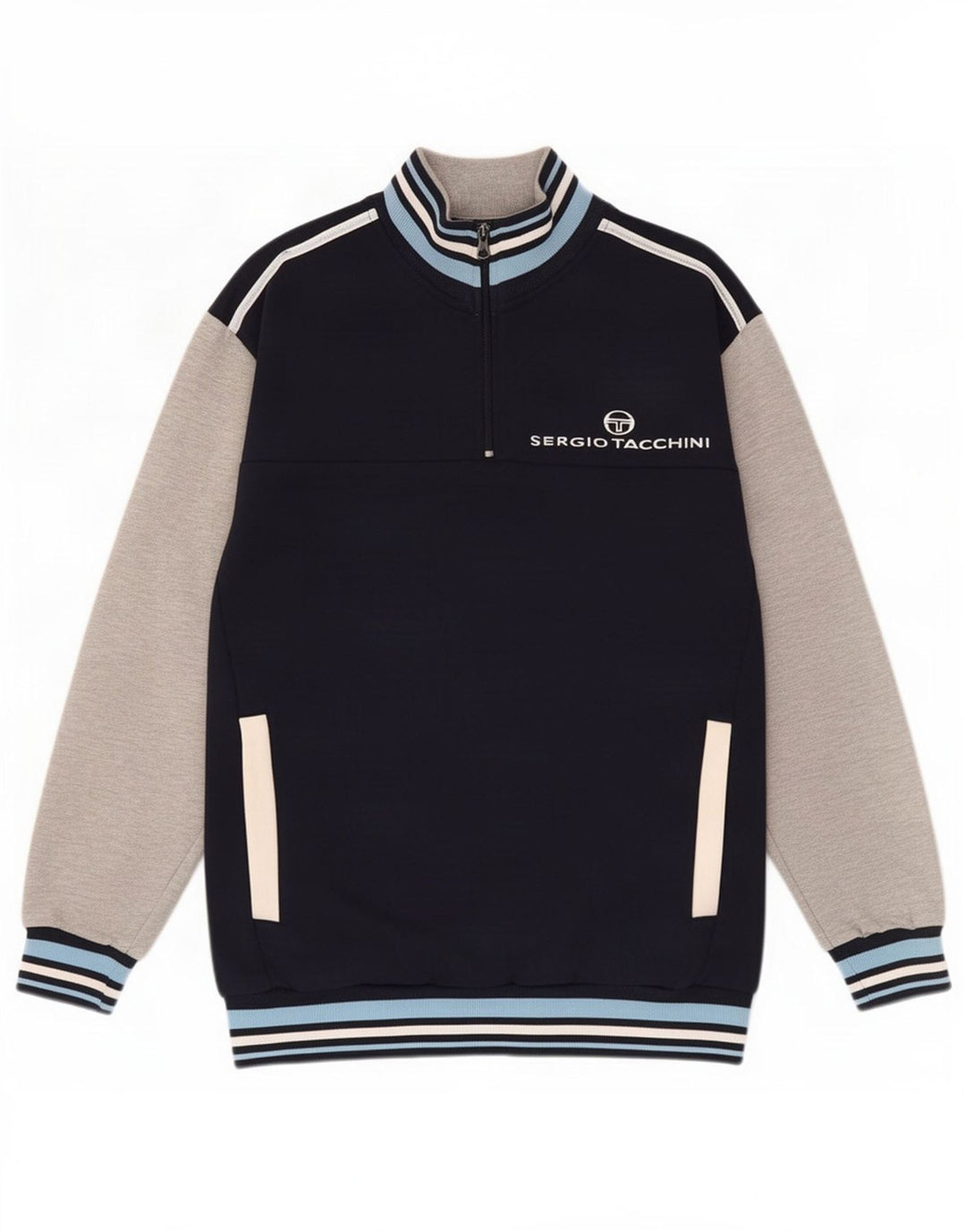 Sergio Tacchini Womens Graphic Sweatshirt Jumper UK 14 Medium Navy Blue