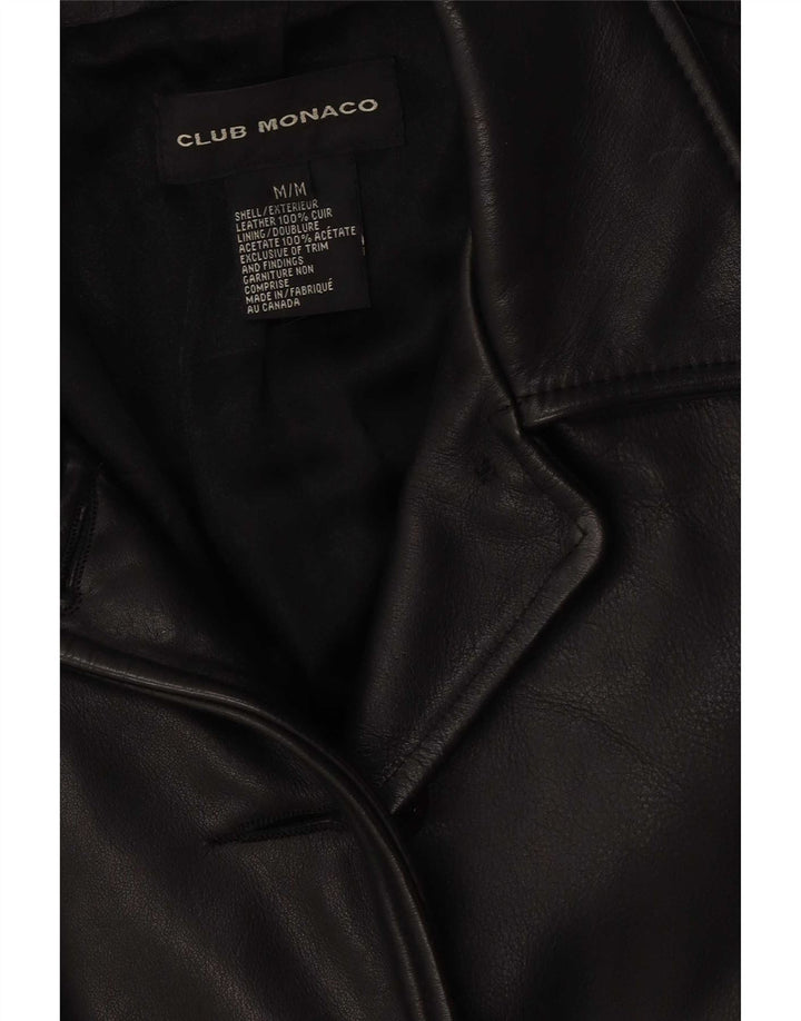 Club Monaco Womens Leather Jacket UK 14 Medium Black Leather