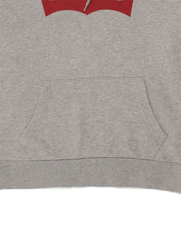 LEVI'S Womens Graphic Hoodie Jumper UK 14 Medium Grey Cotton | Vintage Levi's | Thrift | Second-Hand Levi's | Used Clothing | Messina Hembry 