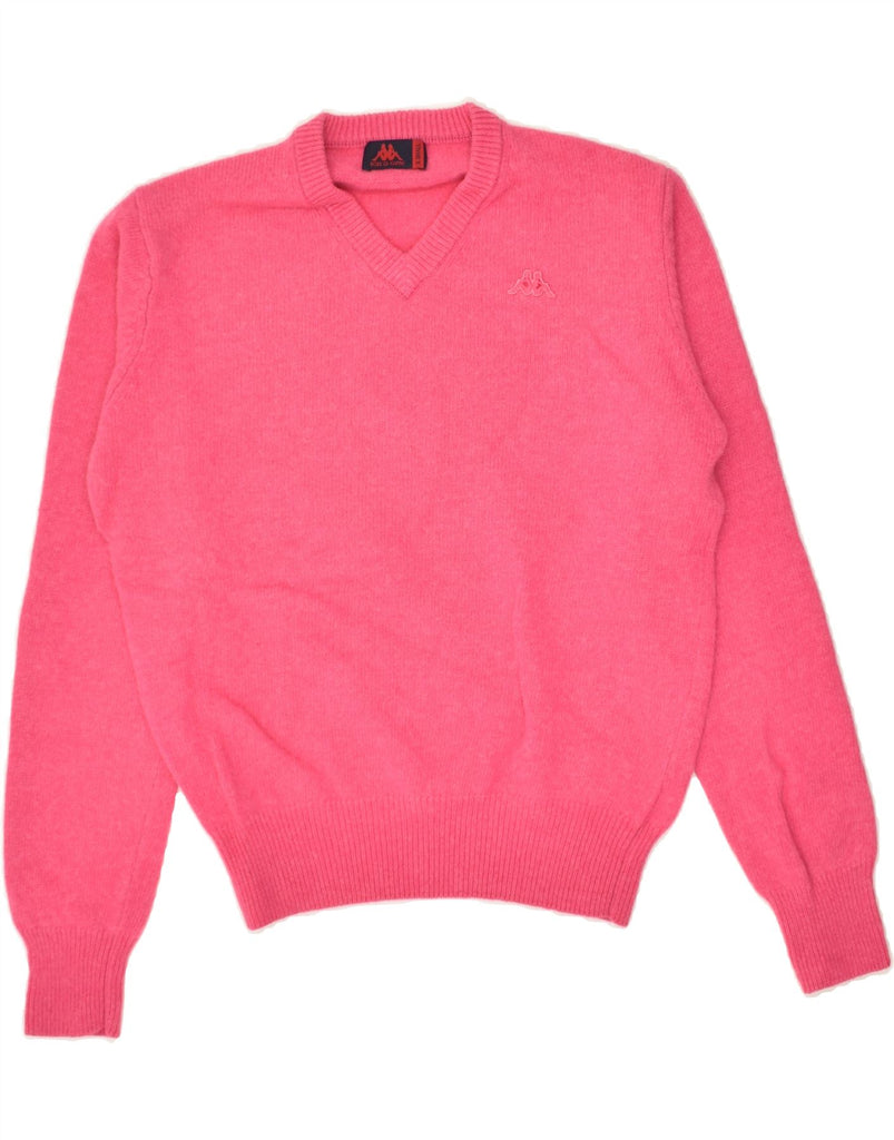 KAPPA Womens V-Neck Jumper Sweater UK 6 XS Pink Wool | Vintage Kappa | Thrift | Second-Hand Kappa | Used Clothing | Messina Hembry 