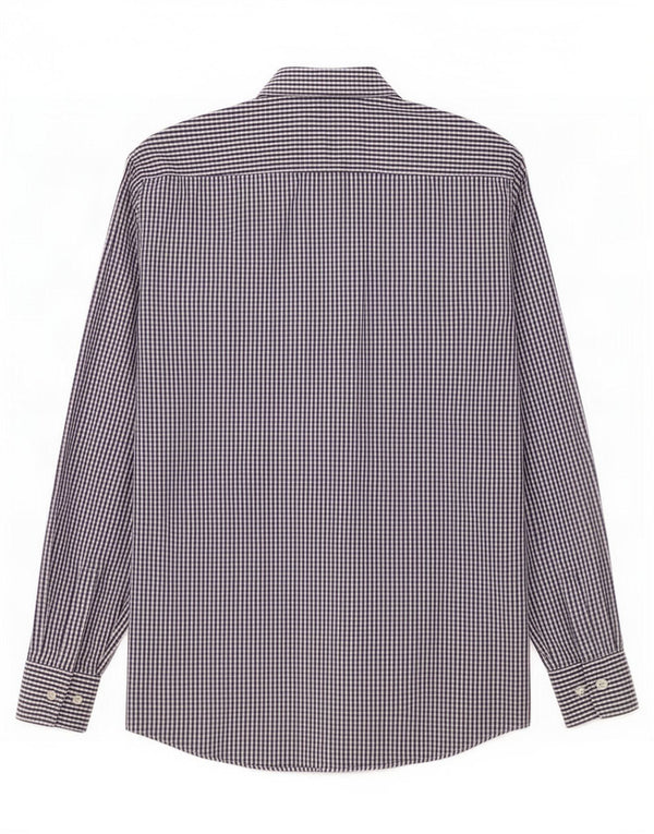 Hugo Boss Mens Slim Fit Shirt Size 41 16 Large Navy Blue Gingham Cotton