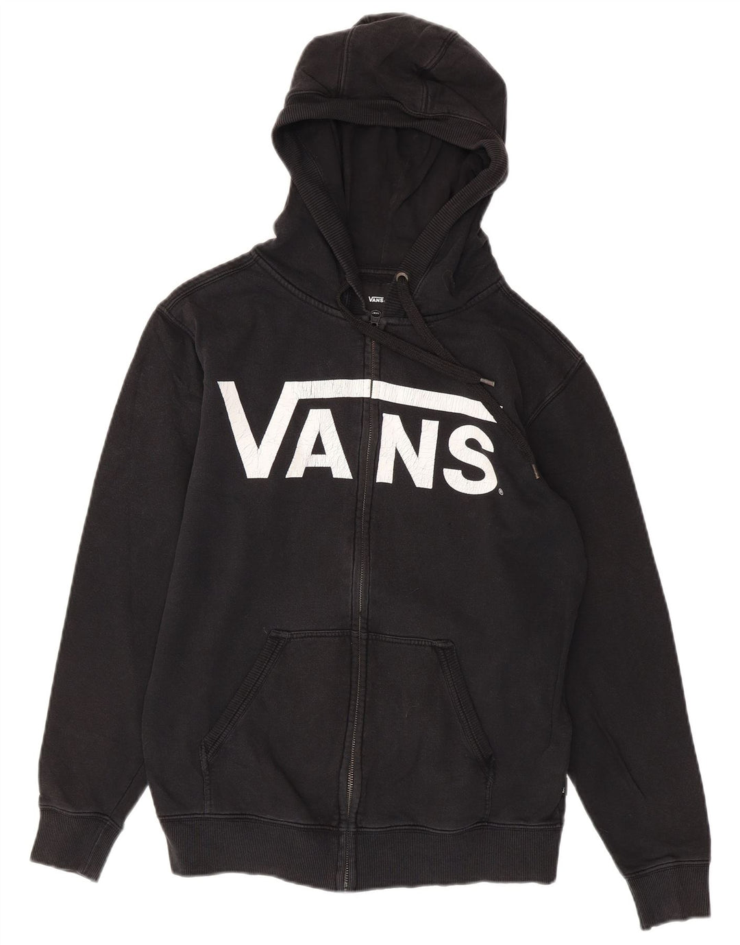 VANS Mens Graphic Zip Hoodie Sweater XS Black Cotton