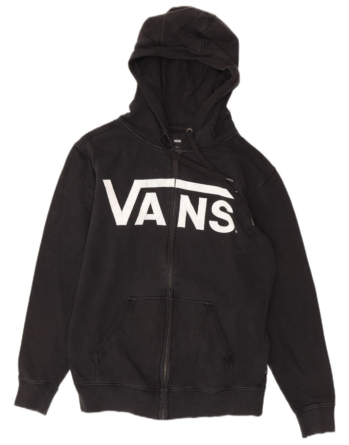 VANS Mens Graphic Zip Hoodie Sweater XS Black Cotton