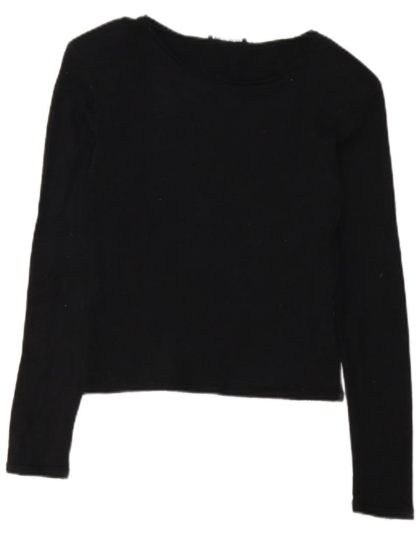 Zara Womens Crop Top Long Sleeve UK 10 Small Black