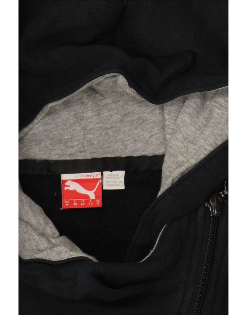 PUMA Womens Zip Hoodie Sweater UK 12 Medium Navy Blue Cotton Vintage Puma and Second-Hand Puma from Messina Hembry 