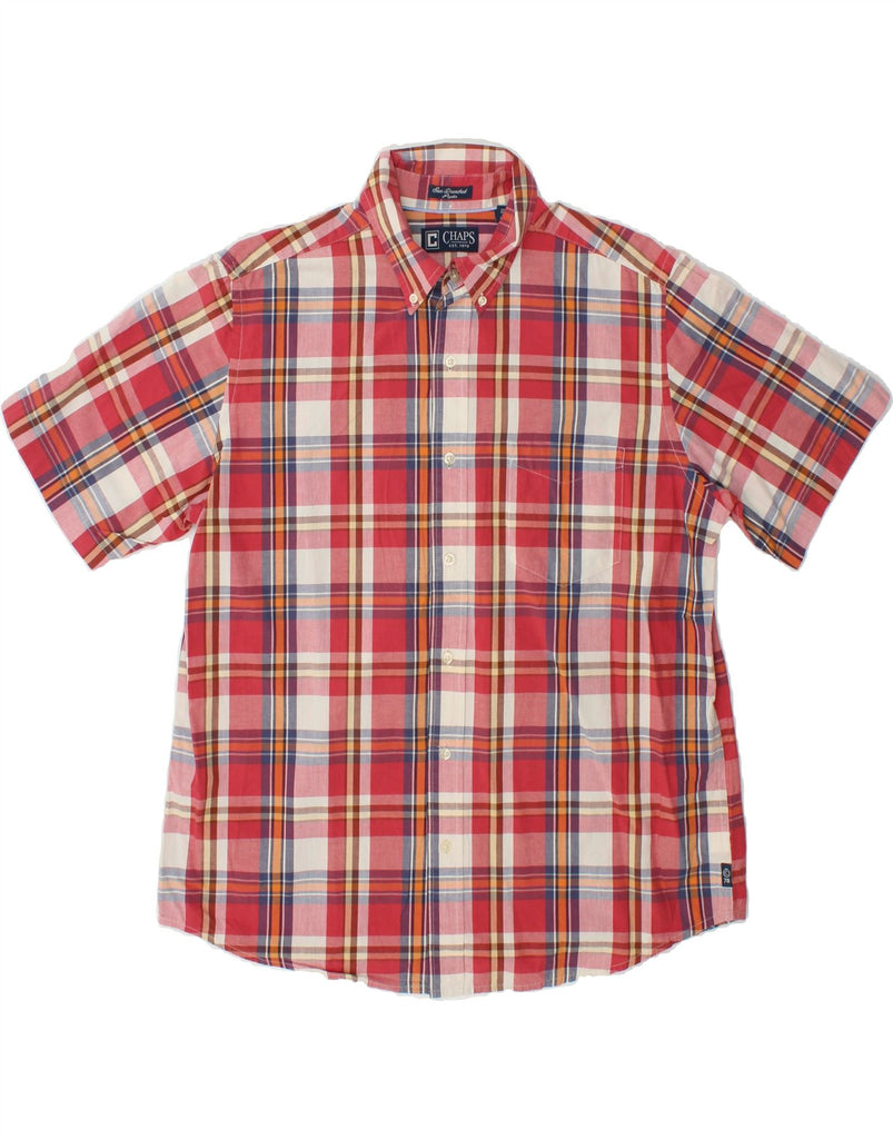 CHAPS Mens Short Sleeve Shirt Large Red Check Cotton Vintage Chaps and Second-Hand Chaps from Messina Hembry 