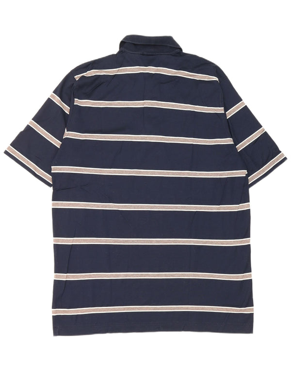 Amerigo Vespucci Mens Polo Shirt 2XL Navy Blue Striped Cotton