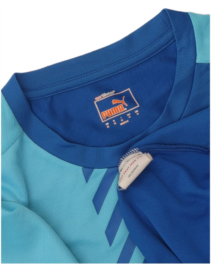 Puma Mens T-Shirt Top Medium Blue Colourblock Polyester