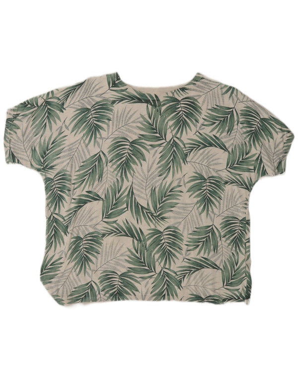 Fat Face Womens T-Shirt Top UK 12 Medium Green Floral Cotton