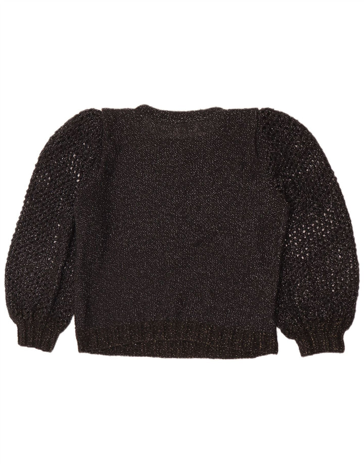 Vintage Womens Crew Neck Jumper Sweater UK 12 Medium Black