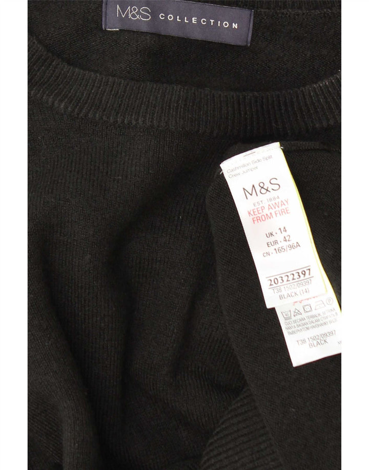 Marks & Spencer Womens Crew Neck Jumper Sweater UK 14 Medium Black Acrylic