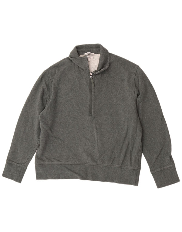 Cos Mens Relaxed Zip Neck Sweatshirt Jumper Medium Green Cotton