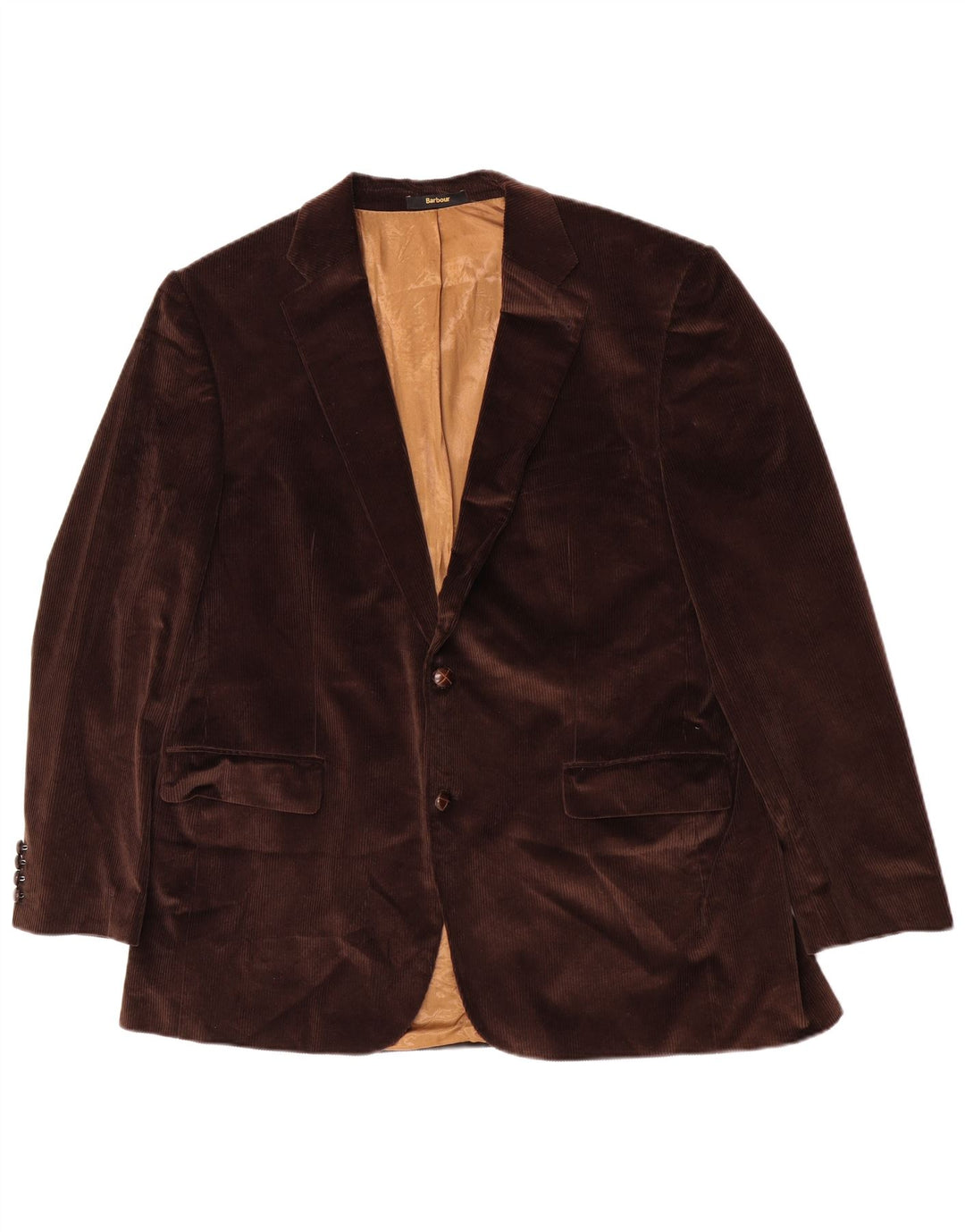Barbour Mens 2 Button Corduroy Blazer Jacket IT 56 3XL Brown Cotton