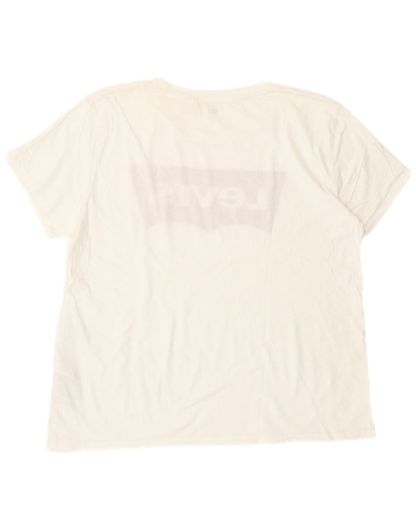 Levi's Womens Graphic T-Shirt Top UK 18 XL White Cotton