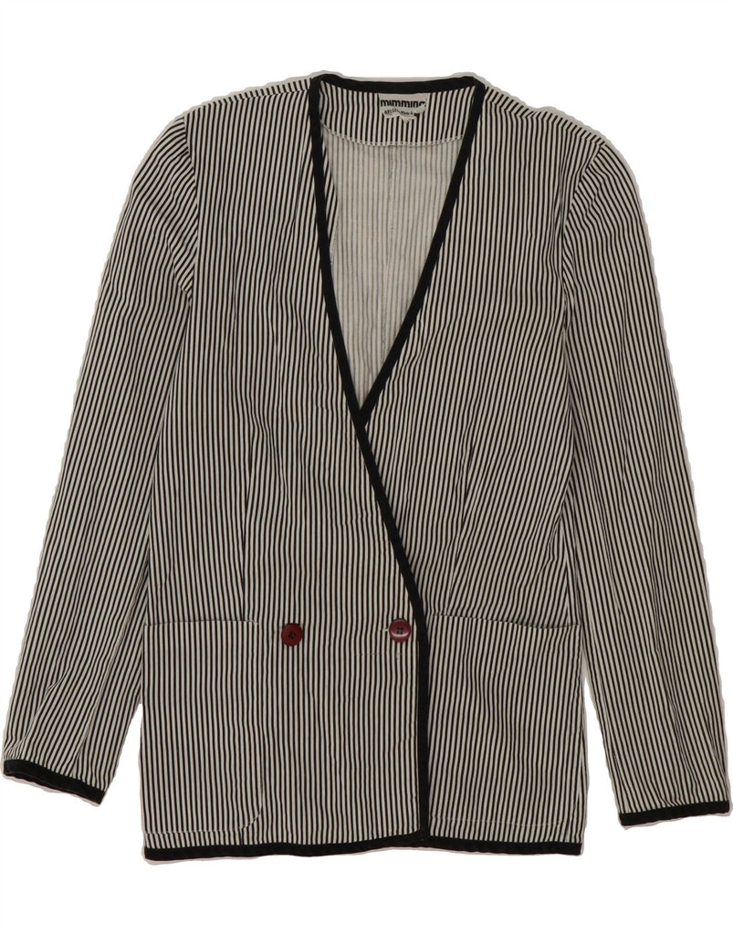 MIMMINA Womens Double Breasted Blazer Jacket UK 12 Medium Black Striped Vintage MIMMINA and Second-Hand MIMMINA from Messina Hembry 