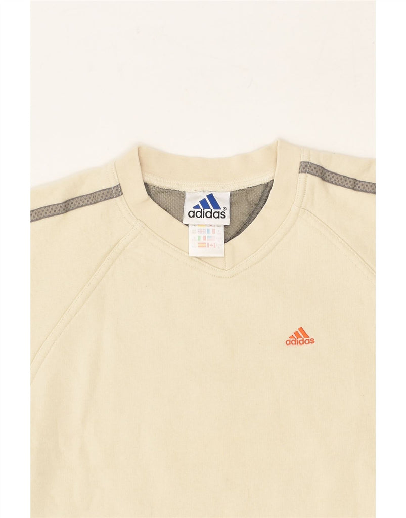 ADIDAS Boys Sweatshirt Jumper 10-11 Years Beige Cotton | Vintage Adidas | Thrift | Second-Hand Adidas | Used Clothing | Messina Hembry 