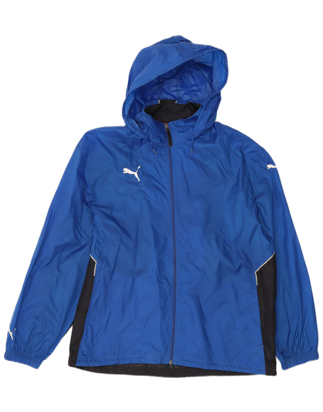 Puma Mens Hooded Rain Jacket UK 40 Large Blue Colourblock Nylon