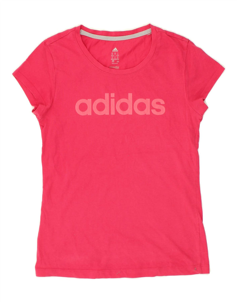 ADIDAS Womens Climalite Graphic T-Shirt Top UK 12/14 Medium Pink | Vintage Adidas | Thrift | Second-Hand Adidas | Used Clothing | Messina Hembry 