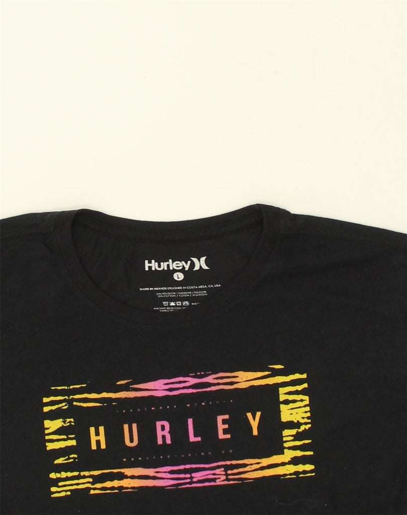 HURLEY Mens Graphic T-Shirt Top Large Black Polyester | Vintage Hurley | Thrift | Second-Hand Hurley | Used Clothing | Messina Hembry 