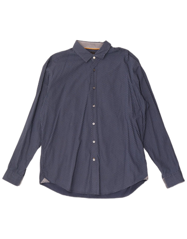 Hugo Boss Mens Shirt XL Navy Blue Floral Cotton