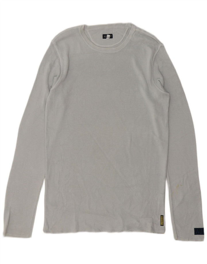 Armani Jeans Mens Top Long Sleeve Large Grey Cotton