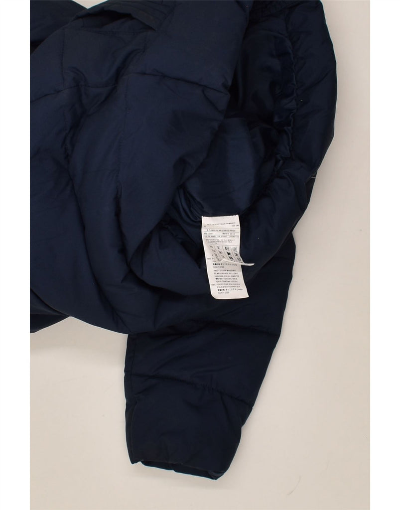 BENETTON Boys Hooded Padded Jacket 6-7 Years Small Navy Blue Polyester | Vintage Benetton | Thrift | Second-Hand Benetton | Used Clothing | Messina Hembry 