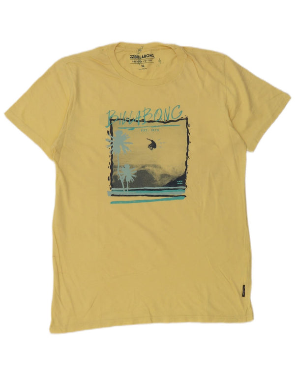 Billabong Boys Graphic T-Shirt Top 15-16 Years Yellow Cotton
