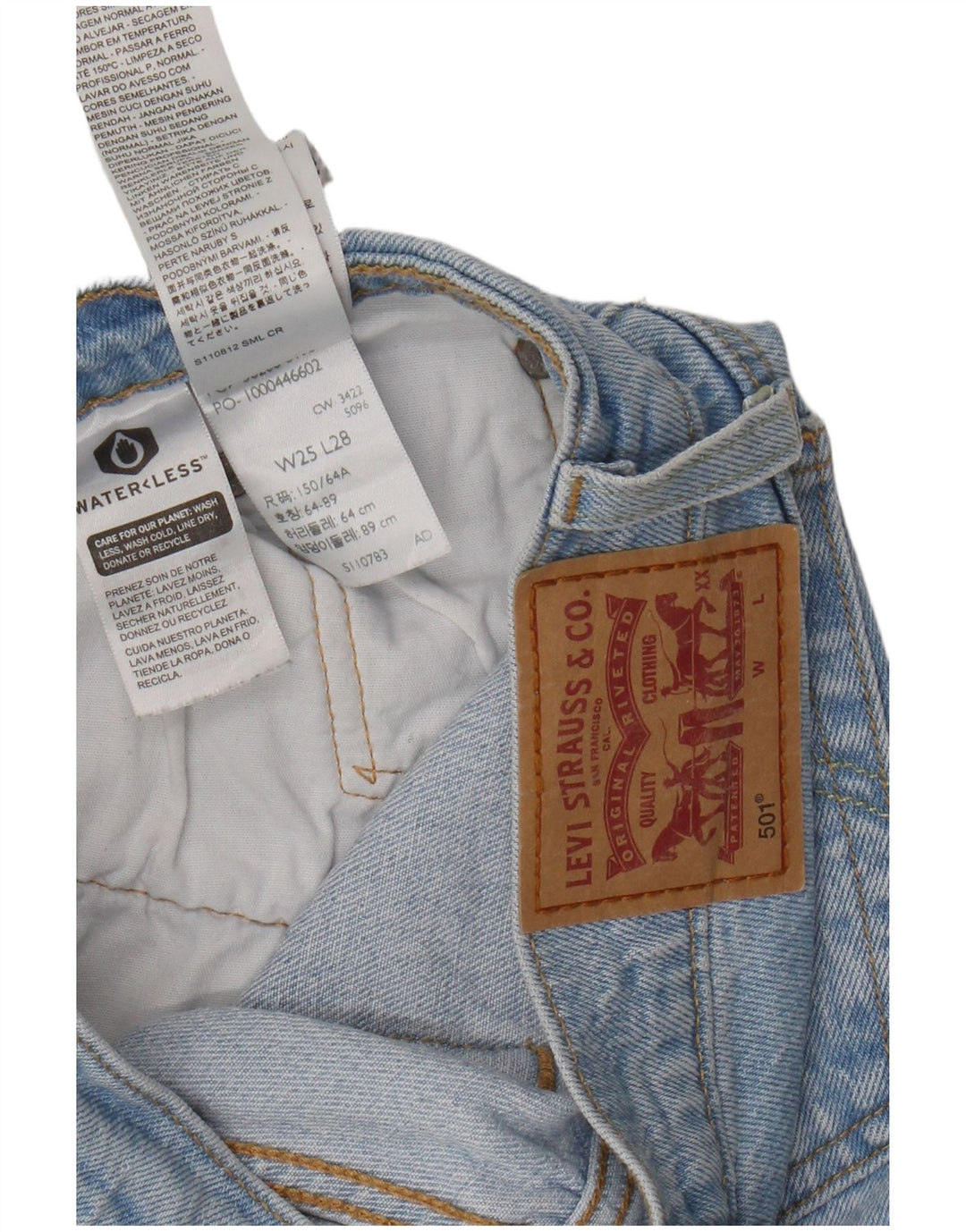 Levi's Womens 501 Straight Jeans W25 L28 Blue Cotton