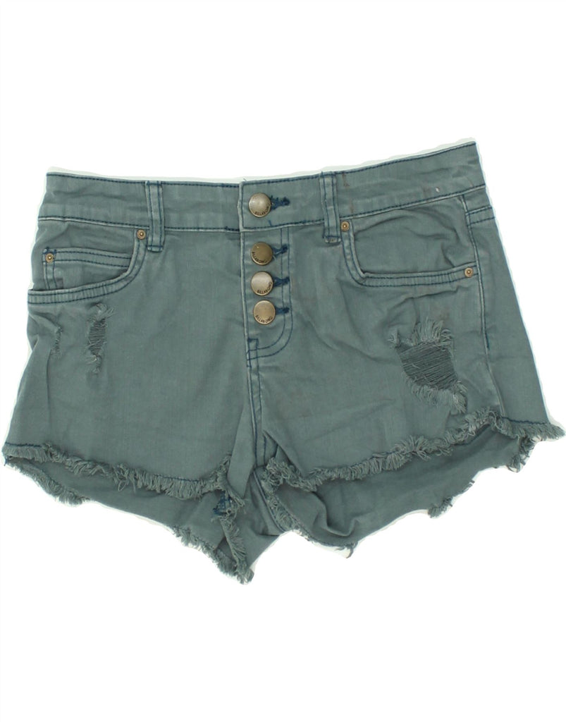 BILLABONG Womens Distressed Denim Shorts W28 Medium Green Cotton | Vintage Billabong | Thrift | Second-Hand Billabong | Used Clothing | Messina Hembry 