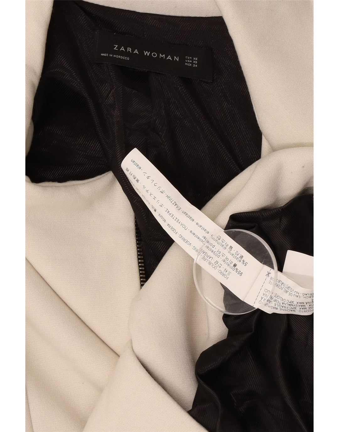 Zara Womens Overcoat UK 6 XS Off White Polyester