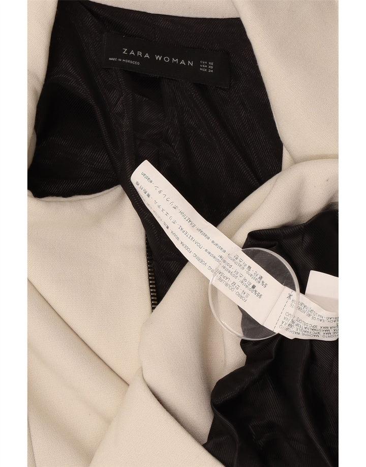 Zara Womens Overcoat UK 6 XS Off White Polyester
