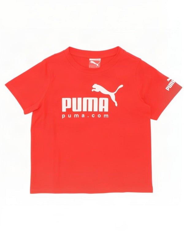 Puma Girls Graphic T-Shirt Top 7-8 Years Red Cotton